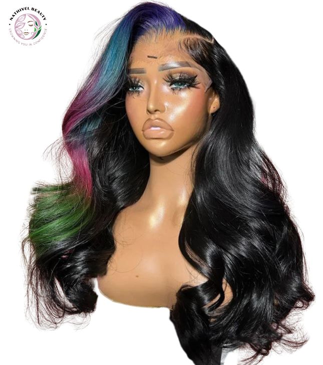 Blue Pink Green Body Wave Wig