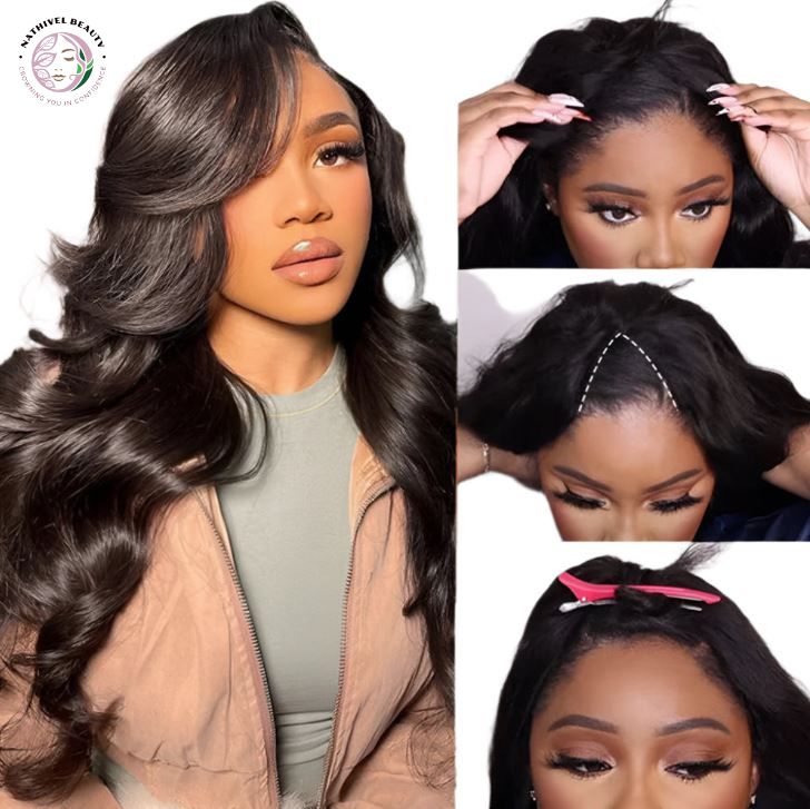 U V Part Body Wave Human Hair Wig