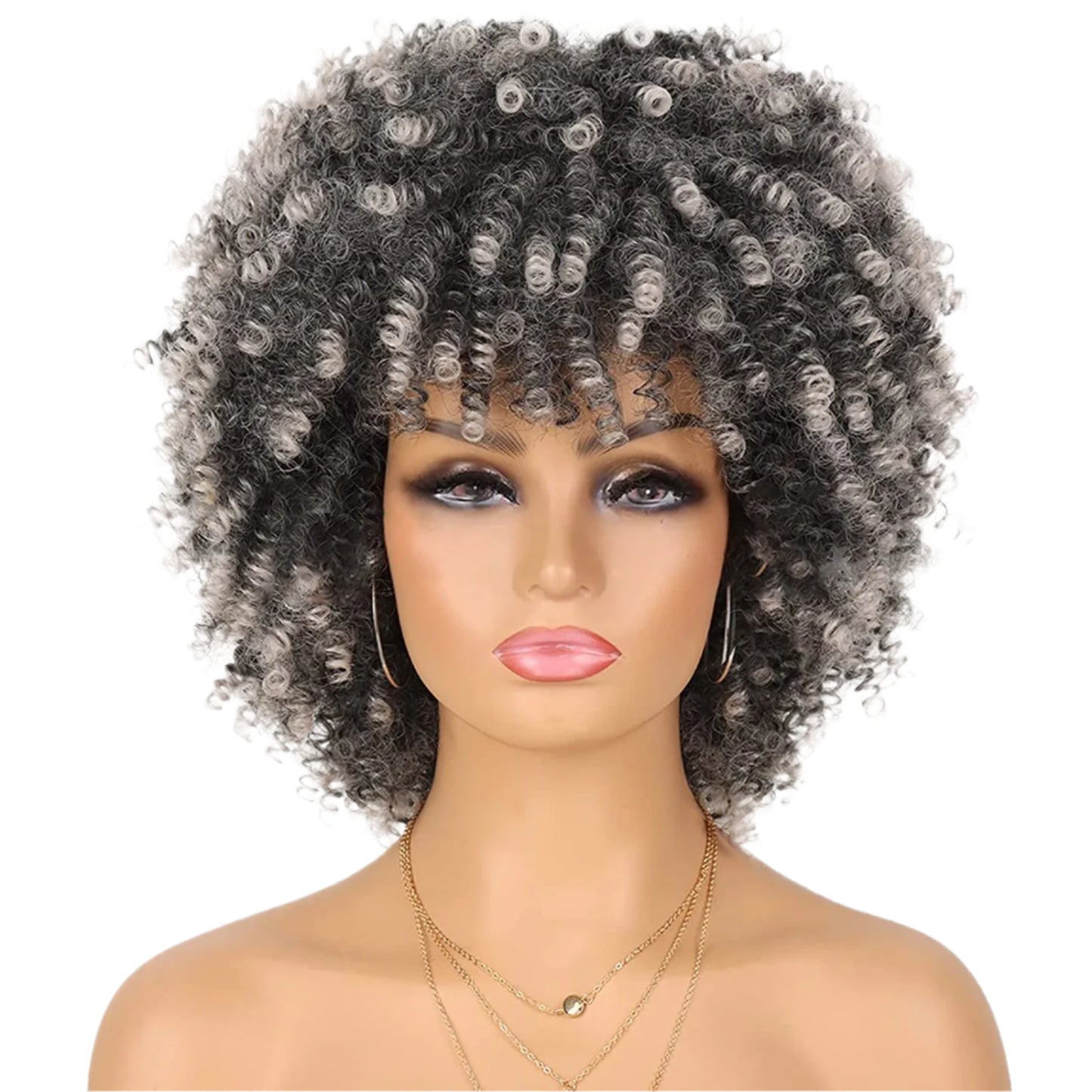 8" Synthetic Afro Kinky Curly Wig with Bangs