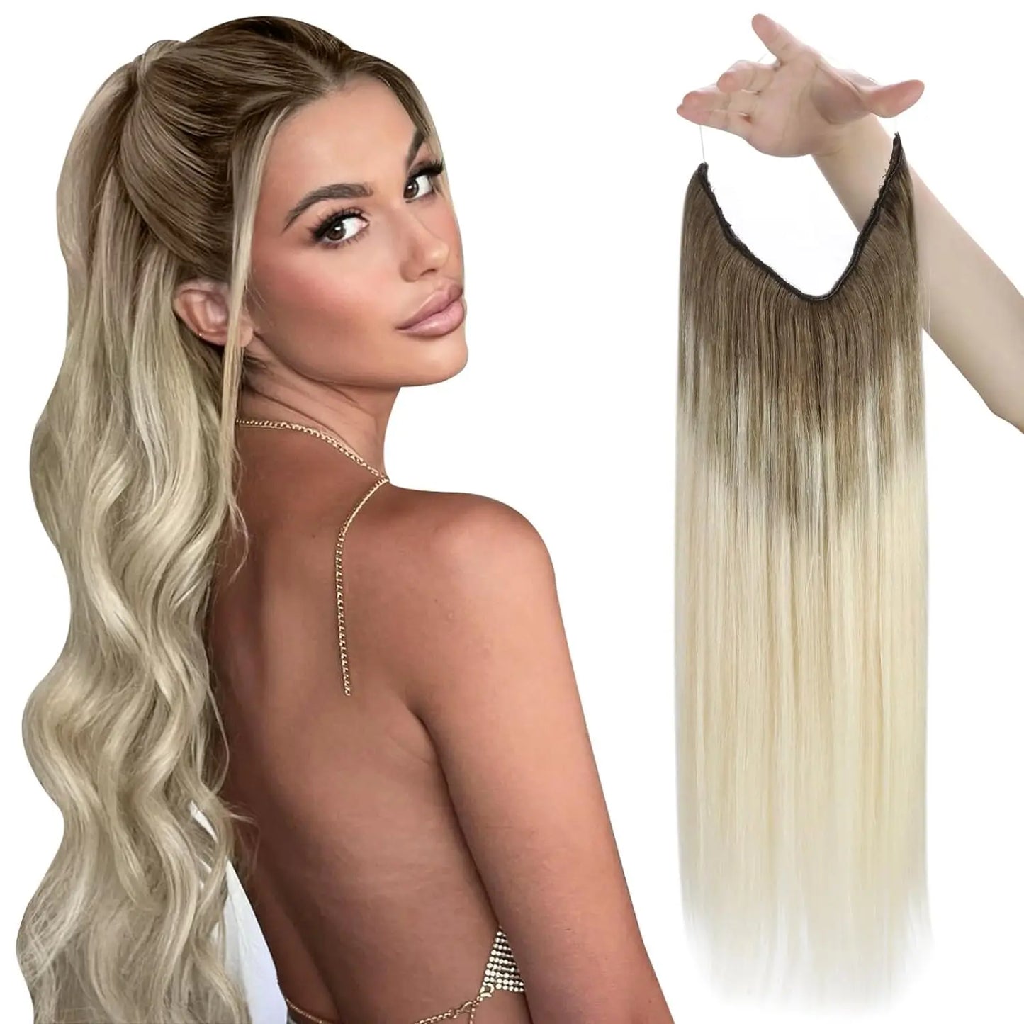 Fish Line Human Hair Extension