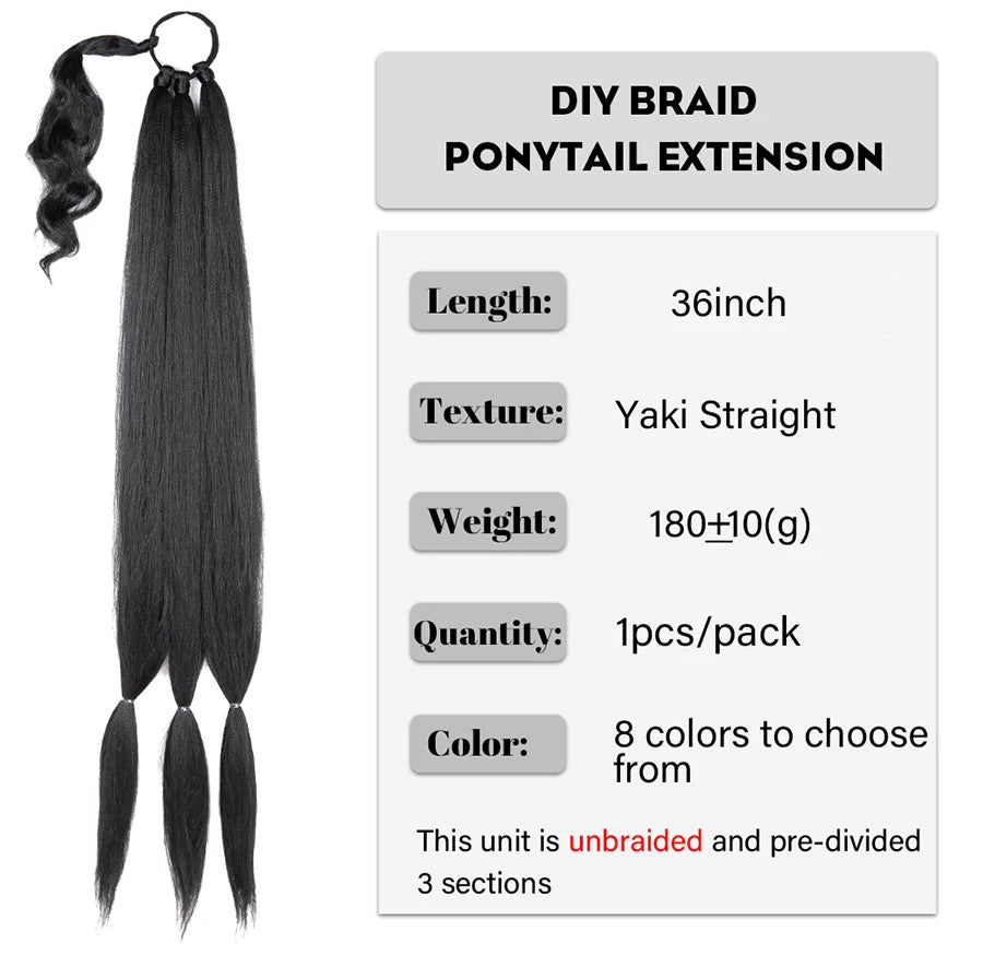 36" Straight Wrap-Around Ponytail