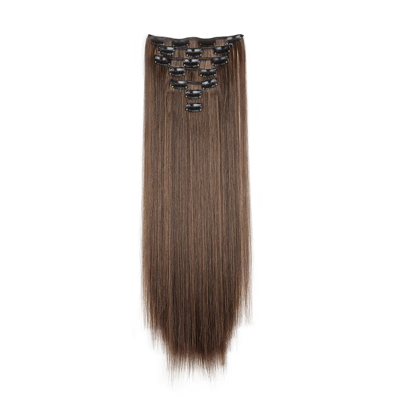 24" Synthetic Straight Clip-In Hair Extensions