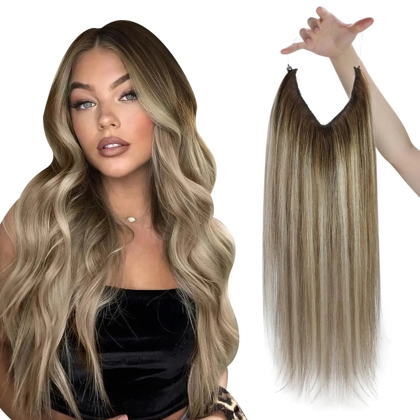 Fish Line Human Hair Extension