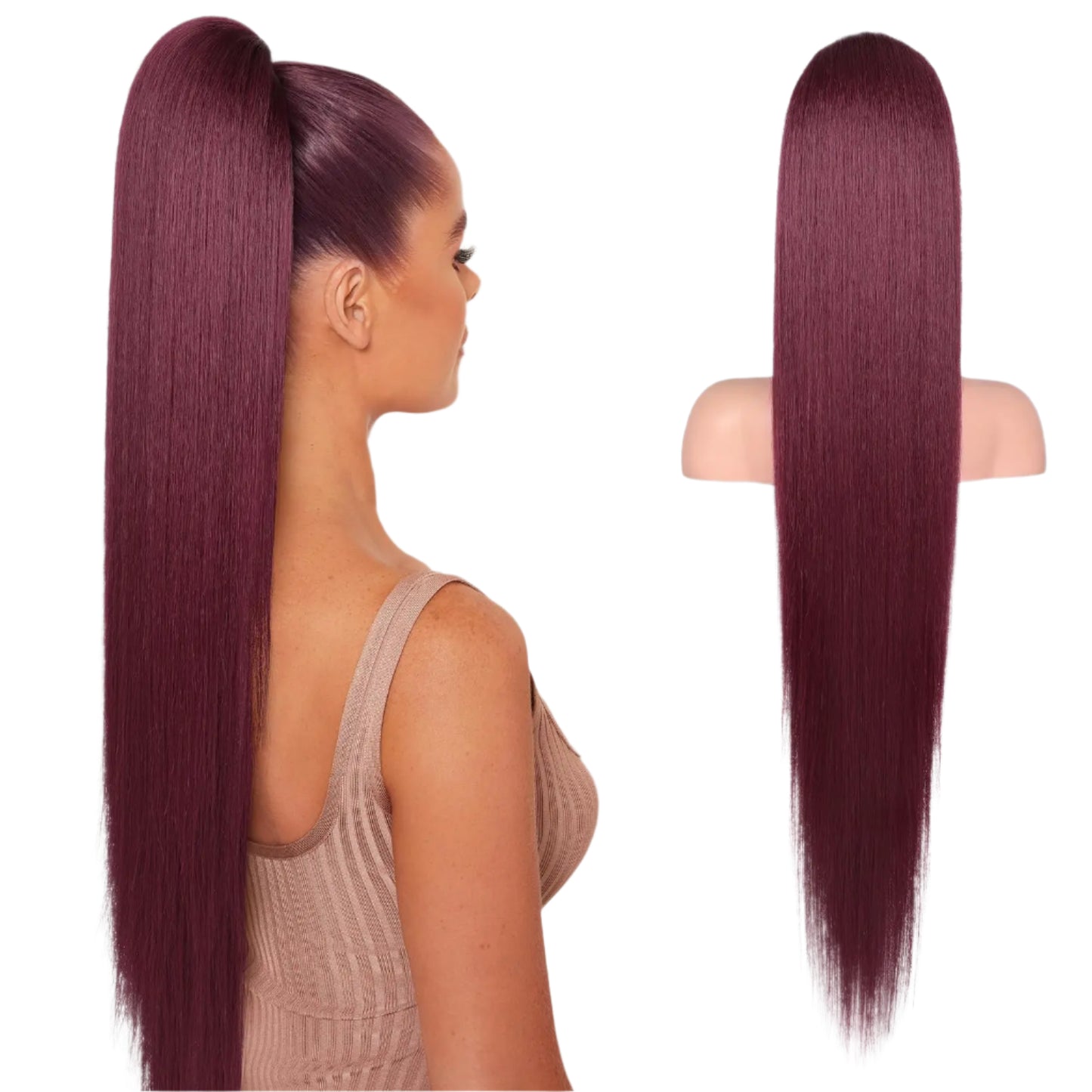 36" Long Straight Drawstring Ponytail