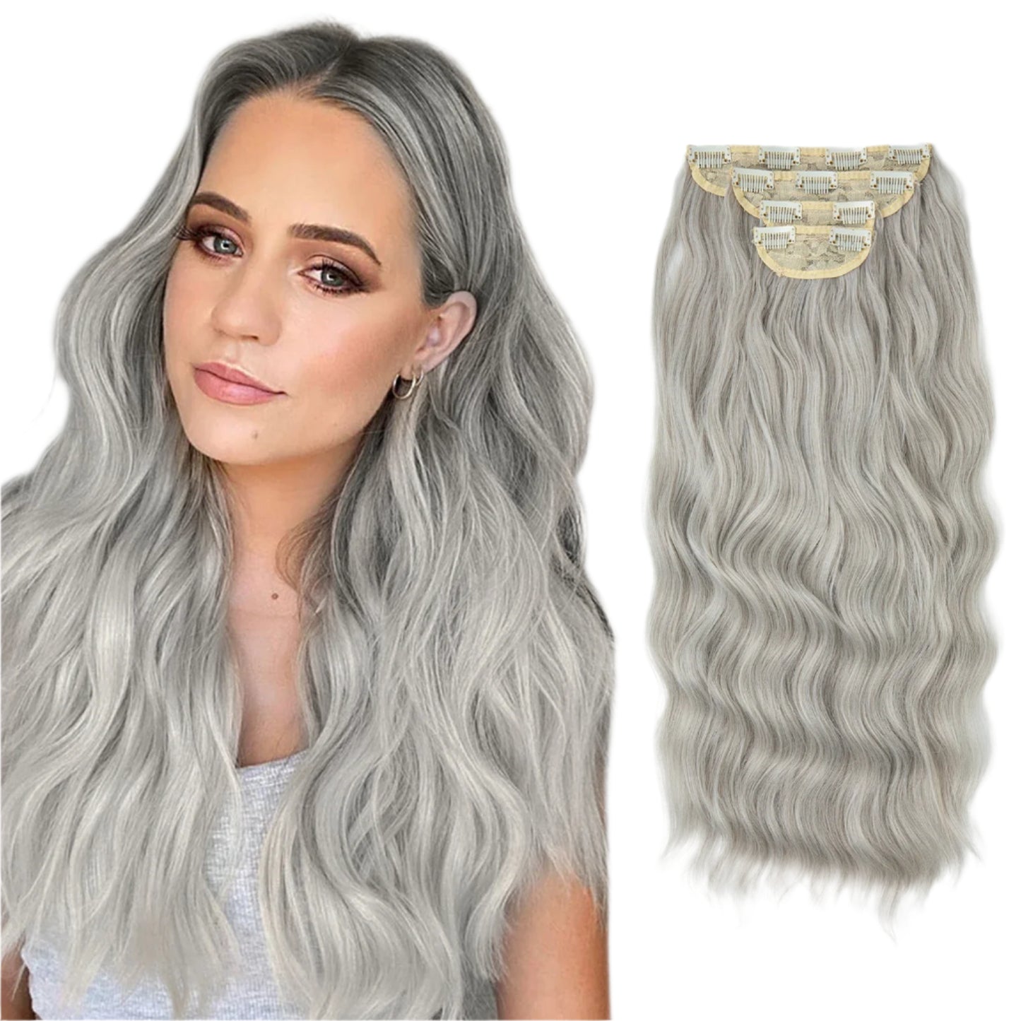 22" Synthetic Wavy Clip-In Hair Extensions