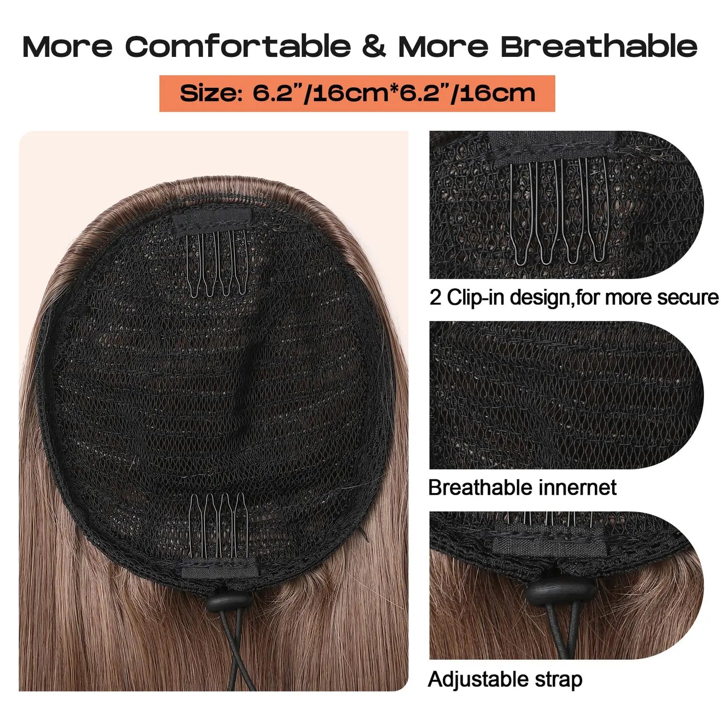 36" Long Straight Drawstring Ponytail