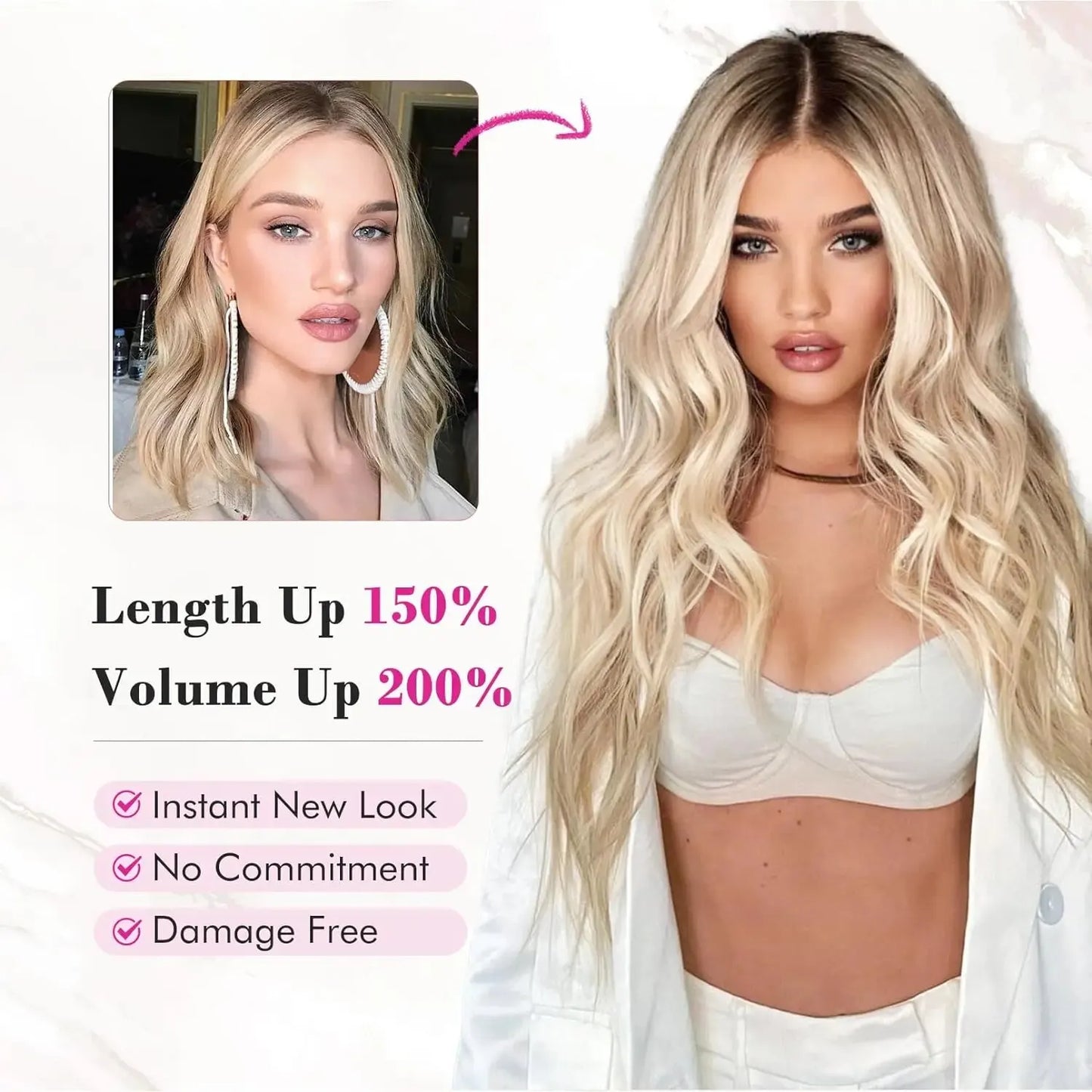 22" Water Wave Synthetic Clip-In Hair Extensions