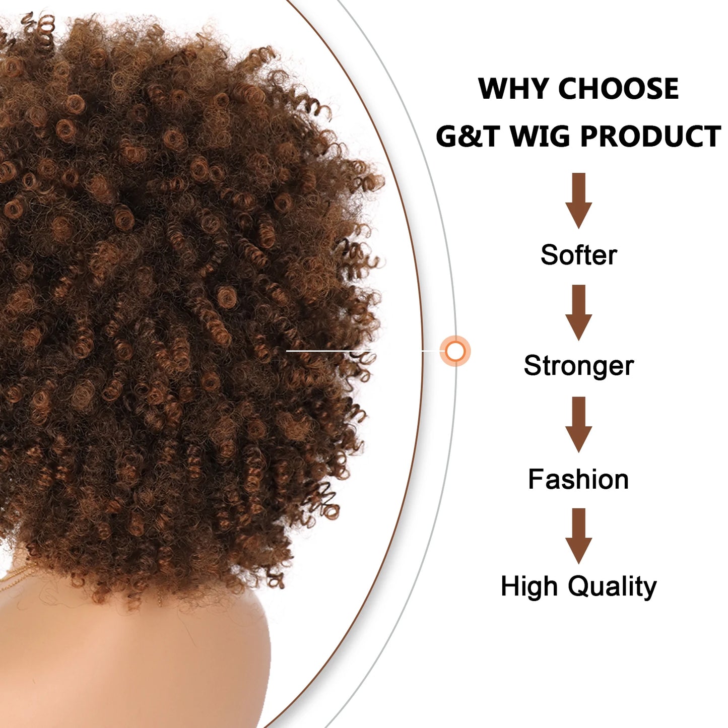 8" Synthetic Afro Kinky Curly Wig with Bangs