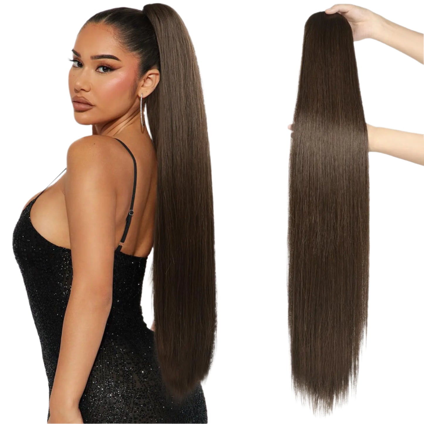 36" Long Straight Drawstring Ponytail