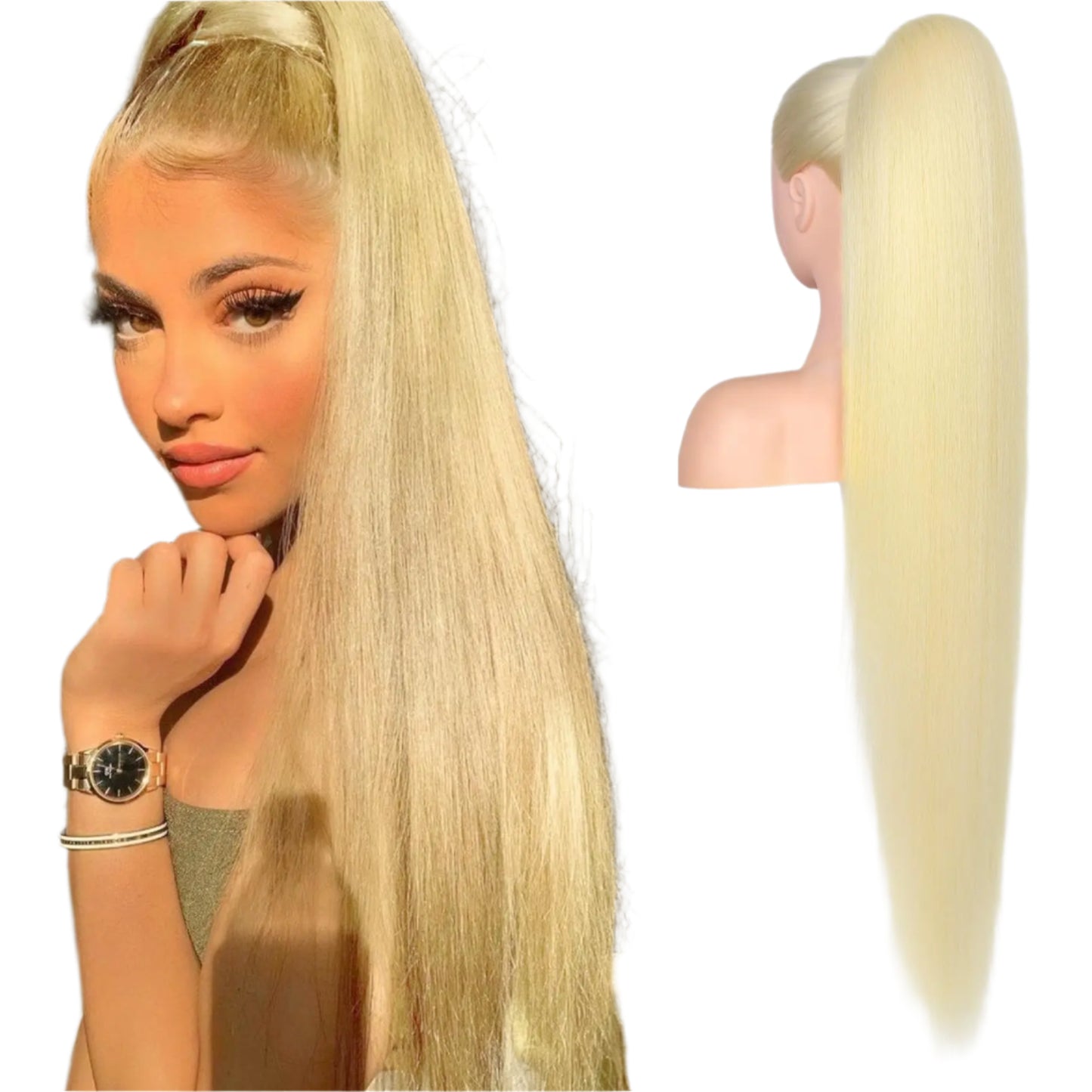 36" Long Straight Drawstring Ponytail
