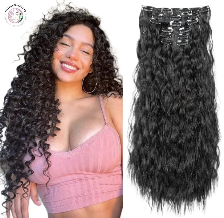 22" Water Wave Synthetic Clip-In Hair Extensions
