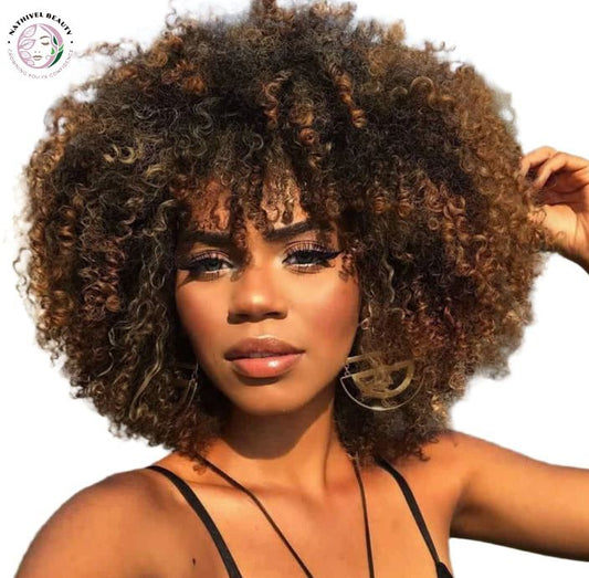 8" Synthetic Afro Kinky Curly Wig with Bangs