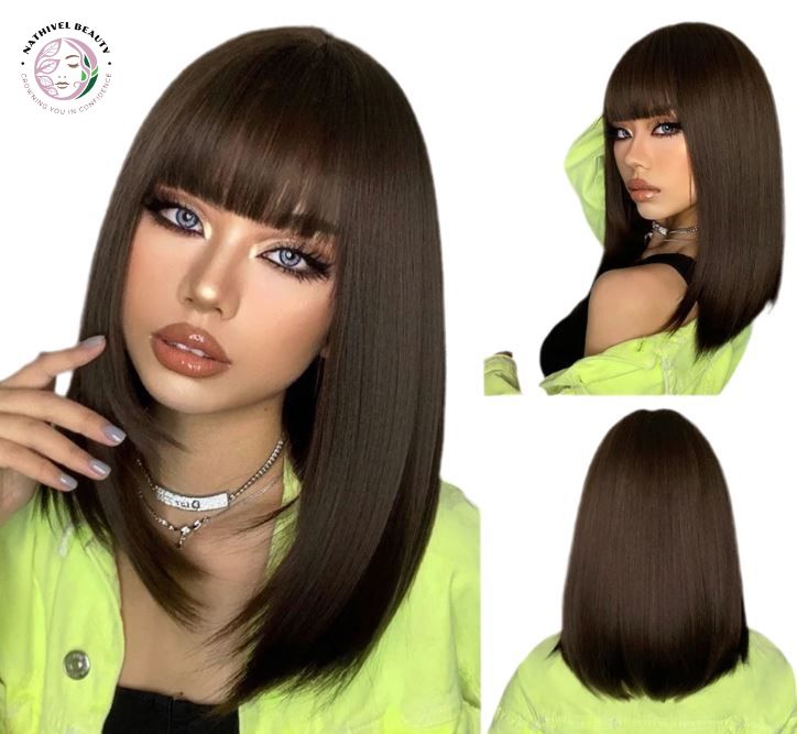 Short Straight Ombre Synthetic Wig with Bangs