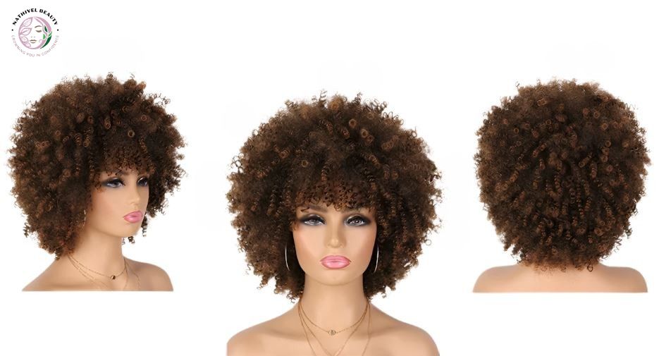 8" Synthetic Afro Kinky Curly Wig with Bangs