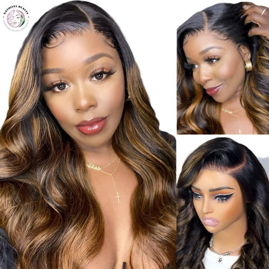 3D Body Wave Brown Balayage Lace Frontal Wig