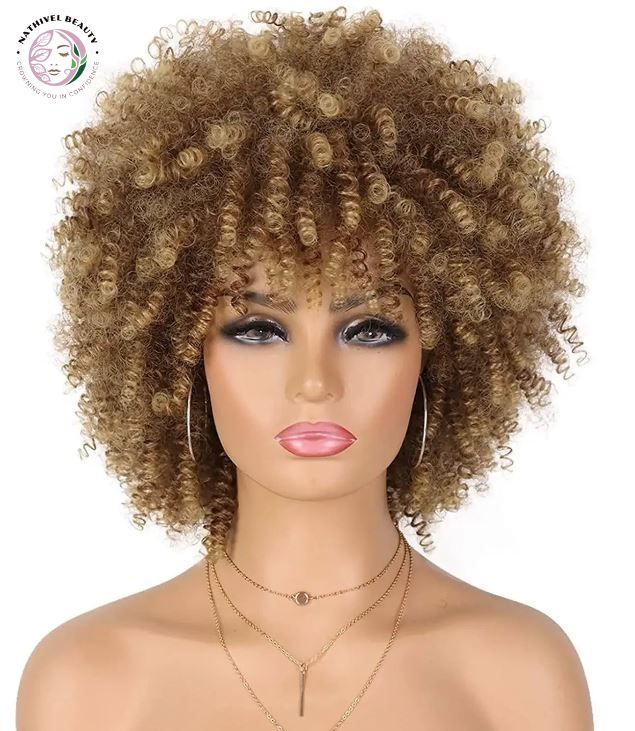 8" Synthetic Afro Kinky Curly Wig with Bangs