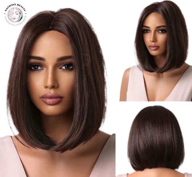 Short Straight Ombre Synthetic Wig with Bangs
