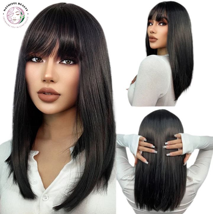 Short Straight Ombre Synthetic Wig with Bangs