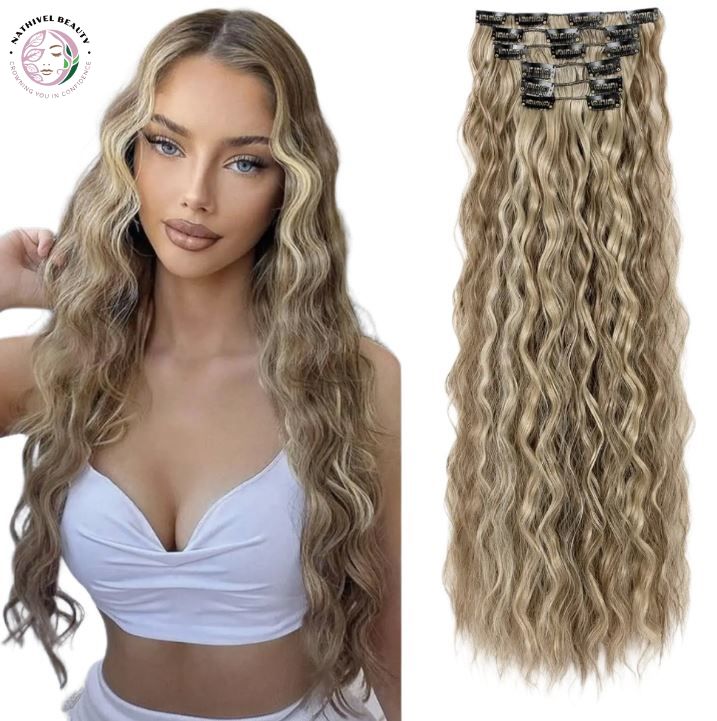 22" Water Wave Synthetic Clip-In Hair Extensions