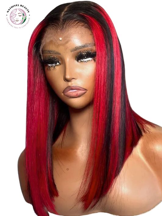 13X4 Highlight Red Short Bob Lace Wig