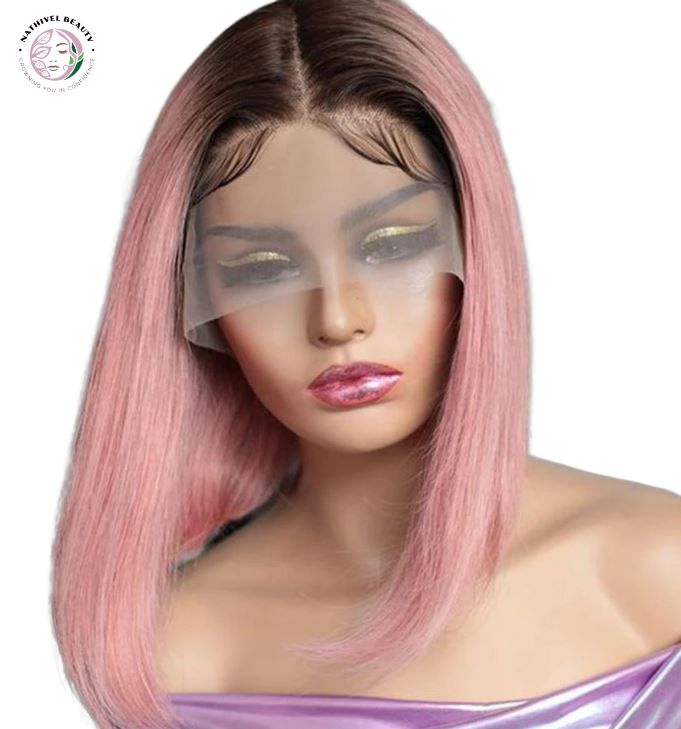 Ombre Pink Bob Wig Straight Lace Front Wig