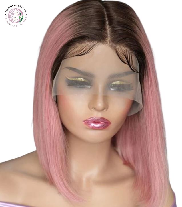 Ombre Pink Bob Wig Straight Lace Front Wig