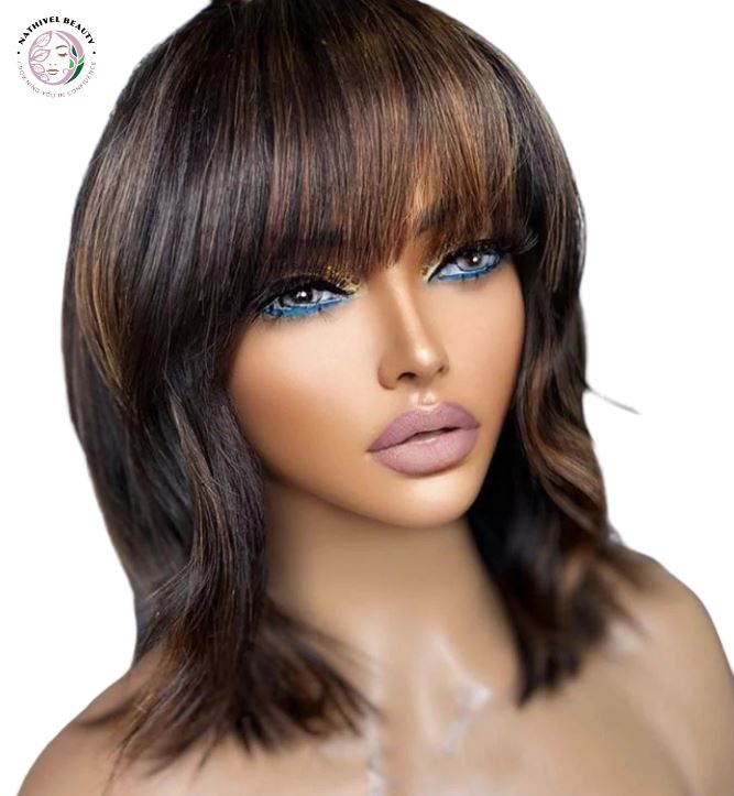 Natural Wave Bob Wig with Bangs