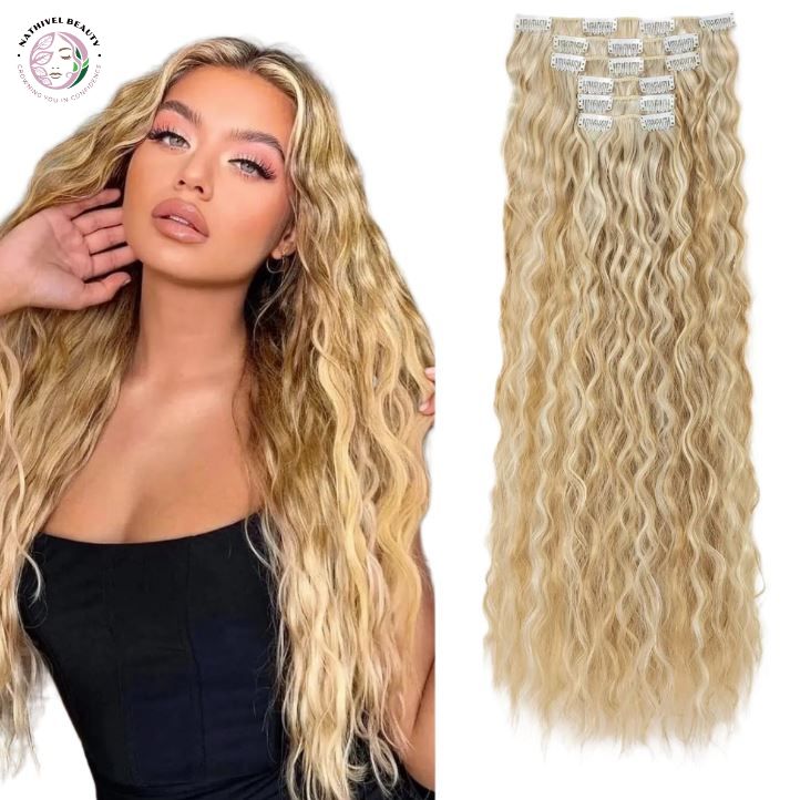 22" Water Wave Synthetic Clip-In Hair Extensions