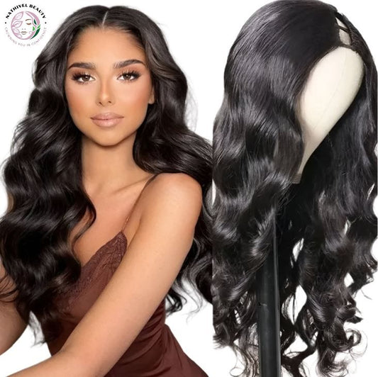U V Part Body Wave Human Hair Wig