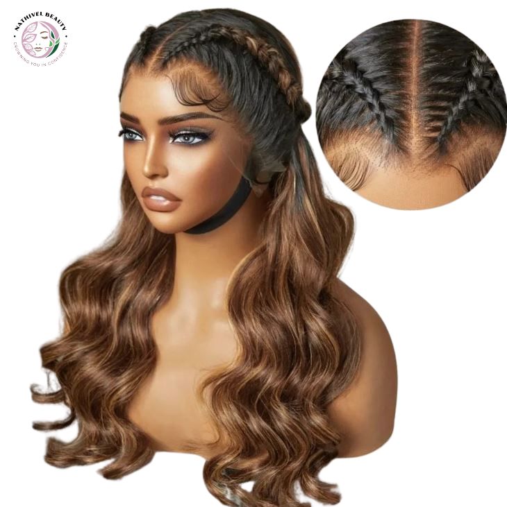 26" Ombre Honey Blonde Highlight Loose Body Wave Wig