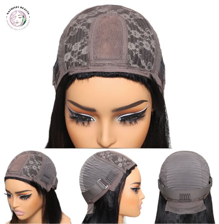 Balayage Highlight Yaki Straight Bob Wig with Bangs