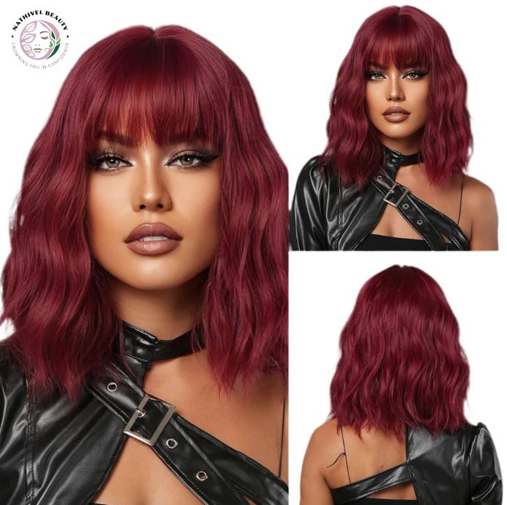 Short Straight Ombre Synthetic Wig with Bangs