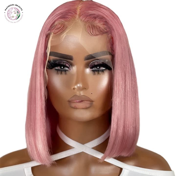 Ombre Pink Bob Wig Straight Lace Front Wig
