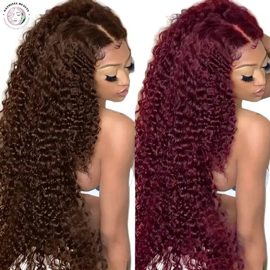 30" Chocolate Brown Water Wave Lace Front Wig