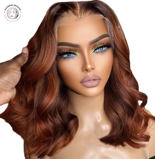 Red Ginger Brown Highlight Bob Wig