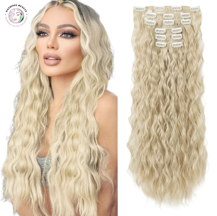 22" Water Wave Synthetic Clip-In Hair Extensions