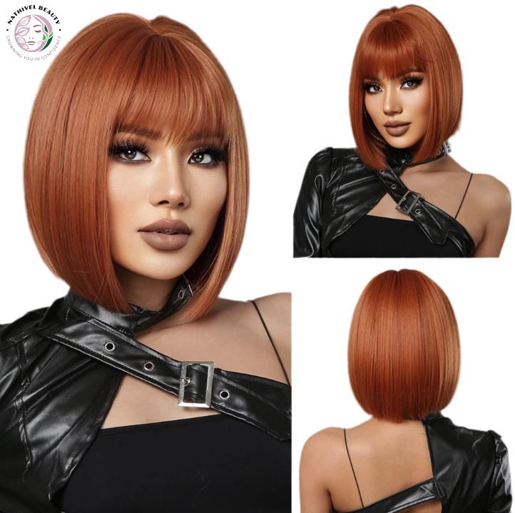 Short Straight Ombre Synthetic Wig with Bangs