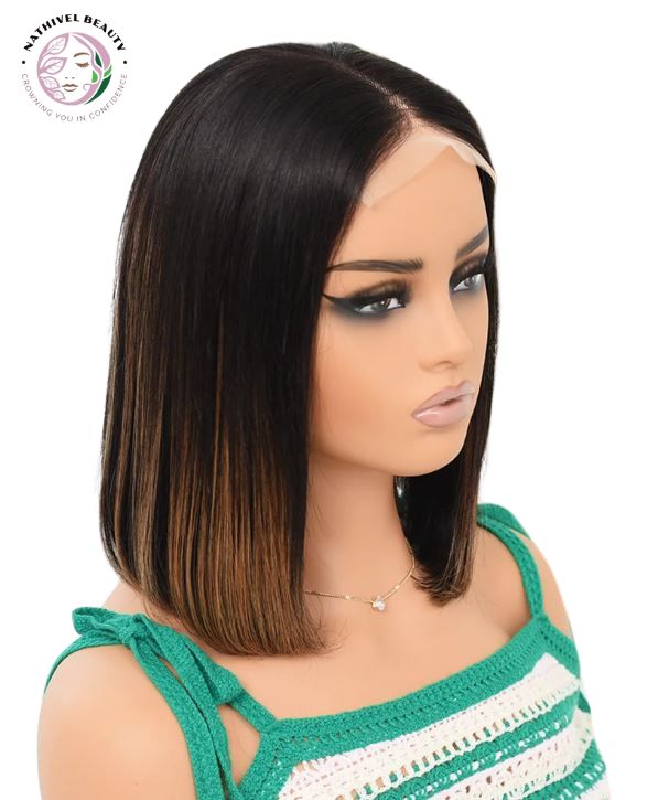Highlight Bob Wig – 13x4 HD Lace, 1B/30, Straight, Human Hair