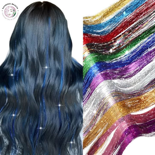 Synthetic Sparkling Shiny Tinsel Hair Extensions