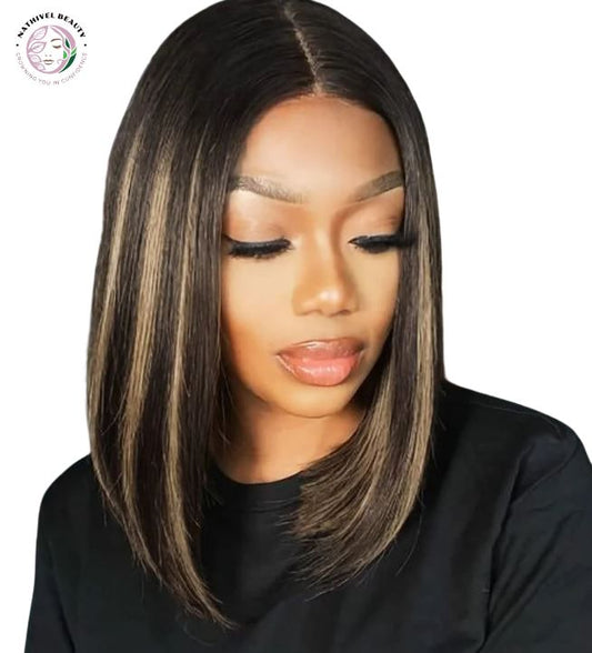 Highlight Bob Wig – 13x4 HD Lace, 1B/30, Straight, Human Hair