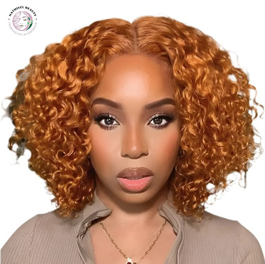 Ginger Curly Bob Lace Wig