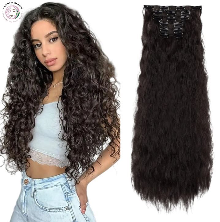 22" Water Wave Synthetic Clip-In Hair Extensions