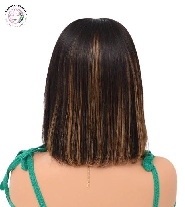 Highlight Bob Wig – 13x4 HD Lace, 1B/30, Straight, Human Hair