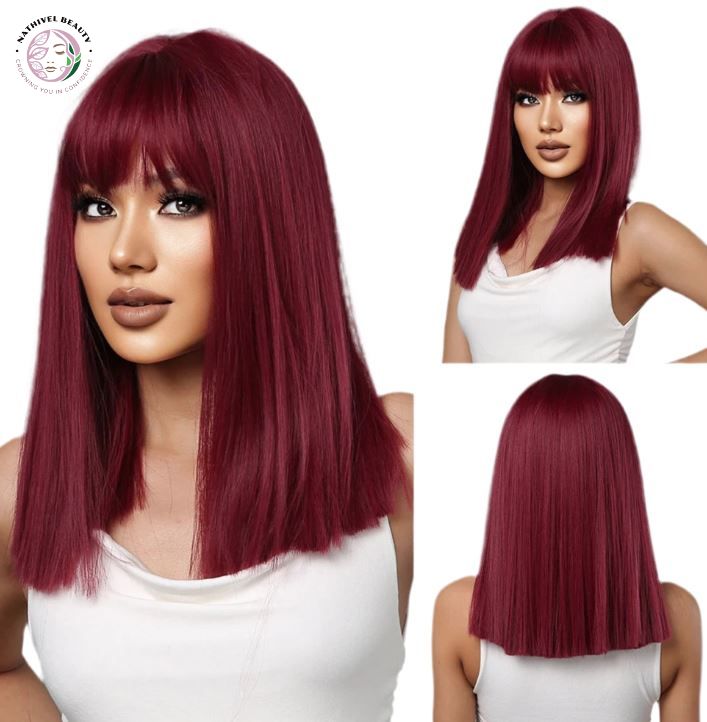 Short Straight Ombre Synthetic Wig with Bangs