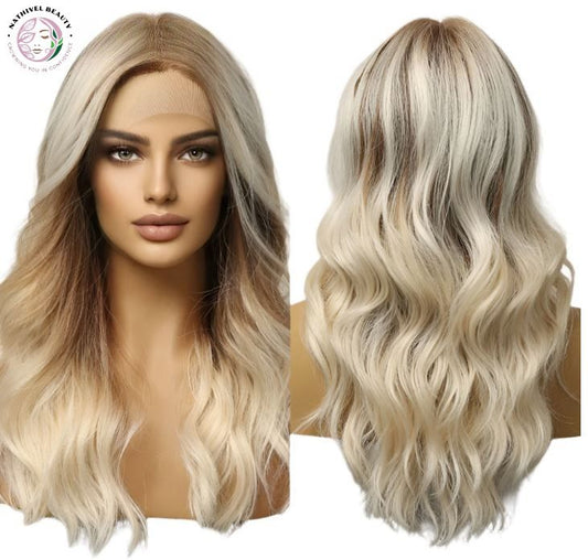Wavy Ombre Brown Blonde Lace Front Wig