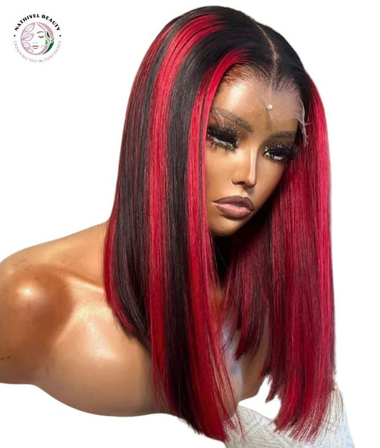13X4 Highlight Red Short Bob Lace Wig