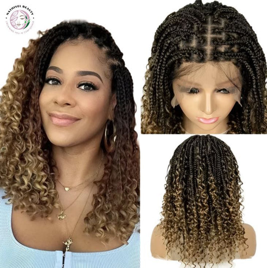 Short Bohemian Box Braids Braided Wig