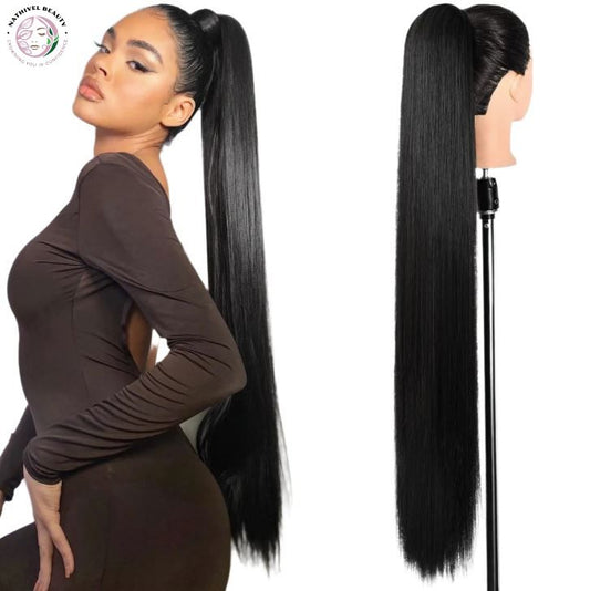 36" Long Straight Drawstring Ponytail